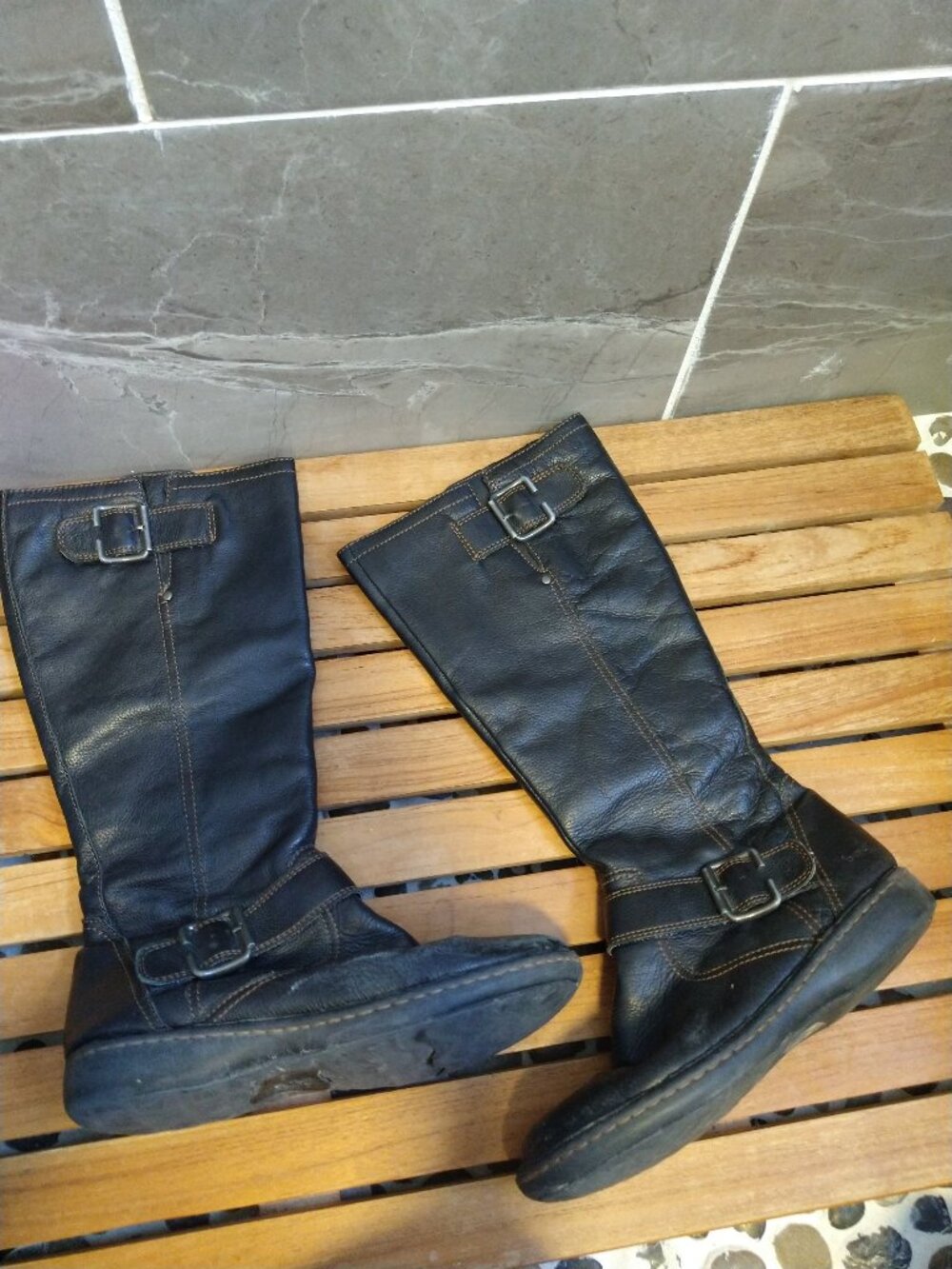 Born Black Leather Tall Riding Boots (Style BC3642 / M/W, Women's Size 9.5 US)